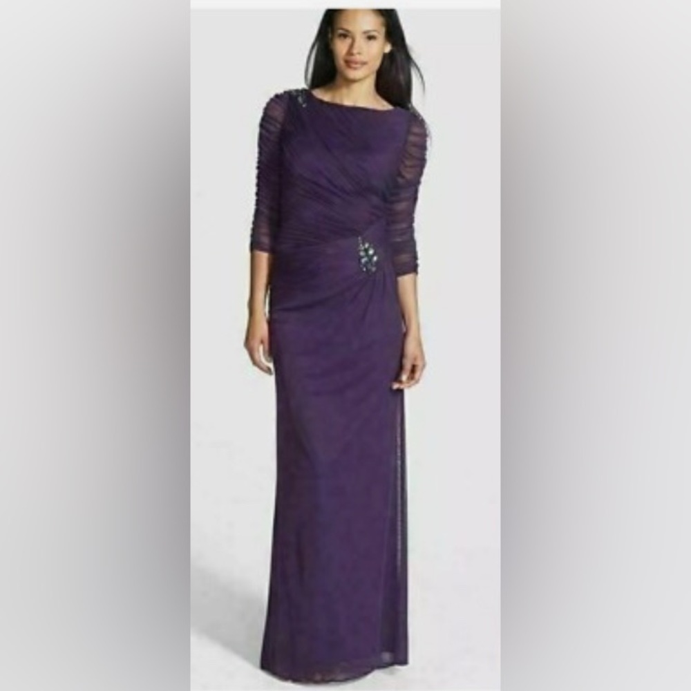 Adrianna Papell Plum Evening Gown | Size 16 (Fits Like 14) | Like New